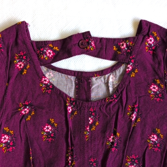 old navy purple floral lightweight rayon swing dress 18-24 months baby girl - Picture 7 of 7